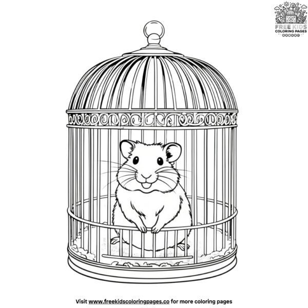 Hamster in a cage coloring pages