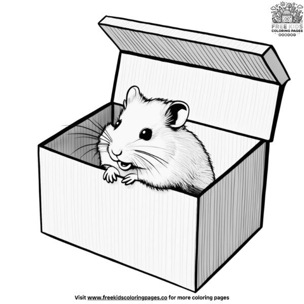 Hamster in a cardboard box coloring pages