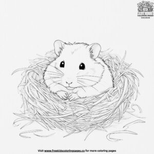 Hamster in a Nest of Hay Coloring Pages