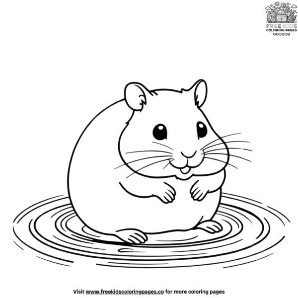 Hamster in a puddle coloring pages