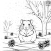 Hamster in a Snowy Scene Coloring Pages