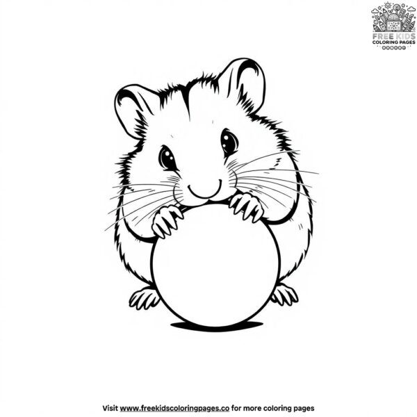 Hamster with a ball coloring pages