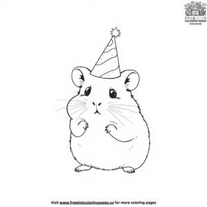 Hamster with a Birthday Hat Coloring Pages