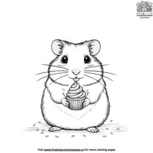 Hamster with a Cupcake Coloring Pages