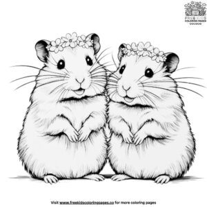 Hamster with a Flower Crown Coloring Pages