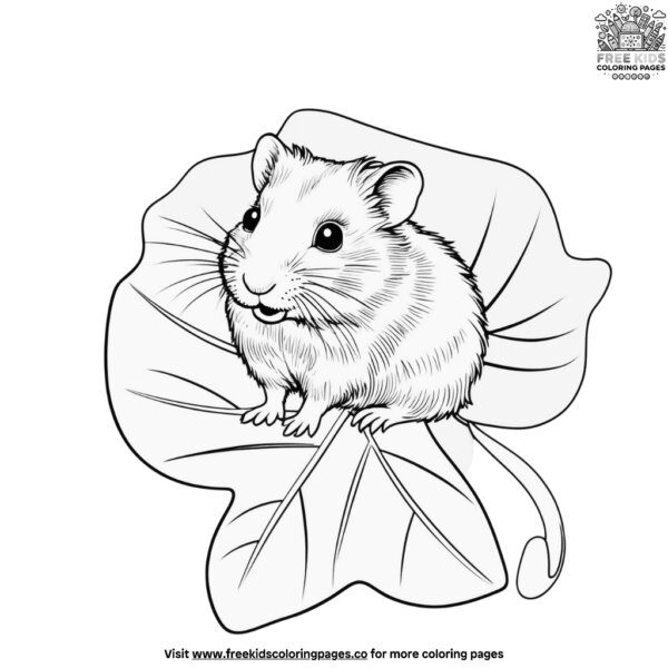 Hamster with a leaf coloring pages