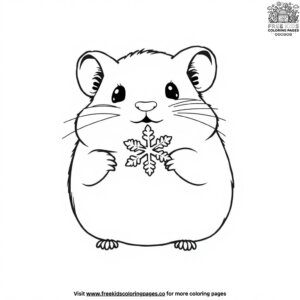 Hamster with a Snowflake Coloring Pages