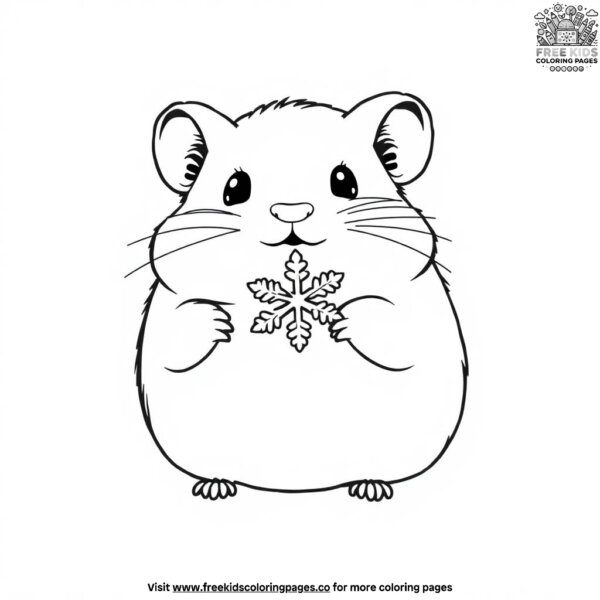 Hamster with a snowflake coloring pages