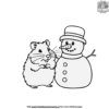 Hamster with a Snowman Coloring Pages