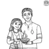 Happy Family Diwali Celebration Coloring Pages