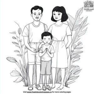 Happy Family Portrait Coloring Pages