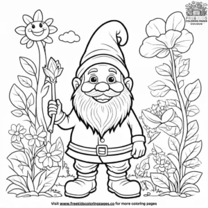 Happy gnome coloring pages