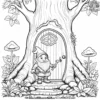 Happy Gnome at the Fairy Door Coloring Pages