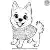 Happy Husky in a Christmas Sweater Coloring Pages