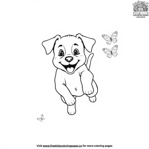 Happy puppy coloring pages