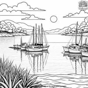 Harbor View Sunset Coloring Pages