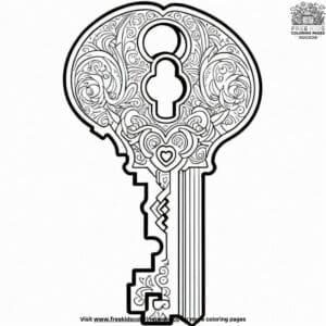 Haunted key coloring pages