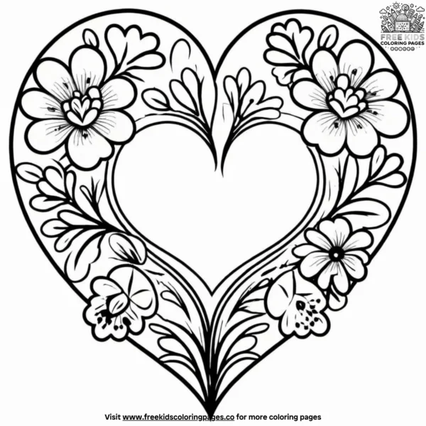 Heart bouquet coloring pages