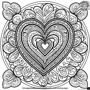 Heart Mandala Mix Coloring Pages