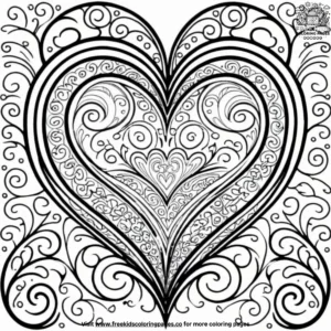 Heart romance coloring pages