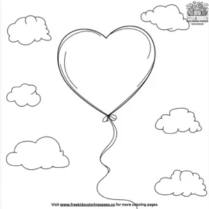 Heart shaped balloon coloring pages