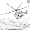 Helicopter Above the Ocean Waves Coloring Pages