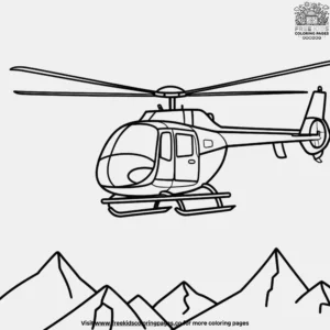 Helicopter Flying Over Mountains Coloring Pages