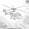 Helicopter Flying Over a Forest Coloring Pages