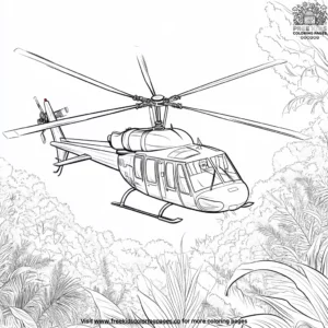 Helicopter Flying Over a Forest Coloring Pages