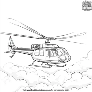 Helicopter Flying Through the Clouds Coloring Pages