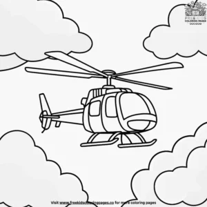 Helicopter and Clouds in the Sky Coloring Pages