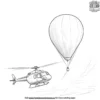 Helicopter and a Big Balloon Coloring Pages