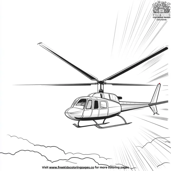 Helicopter in the sunset sky coloring pages