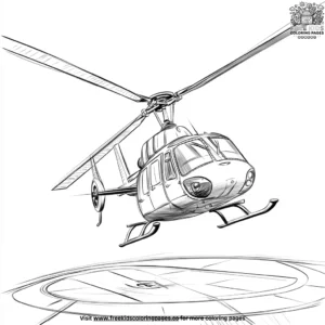 Helicopter on a Helipad Coloring Pages