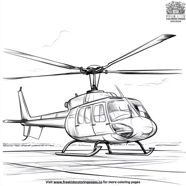 Helicopter on an airfield coloring pages