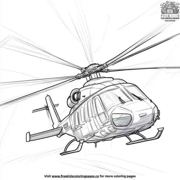 Helicopter with wings spread out coloring pages