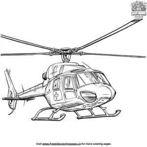 Helicopter with a Red Cross Symbol Coloring Pages