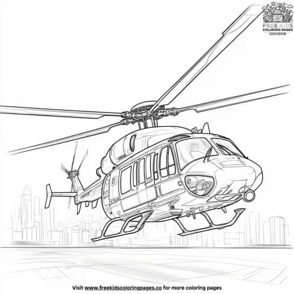 Helicopter on a rescue mission coloring pages