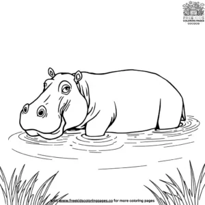 Hippo Swimming in a Lake Coloring Pages