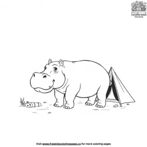 Hippo at a Campsite Coloring Pages