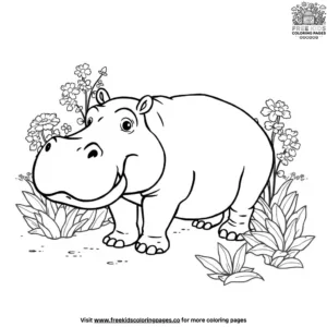 Hippo in a Garden Coloring Pages