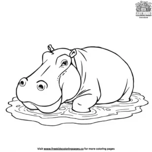 Hippo in a Mud Bath Coloring Pages