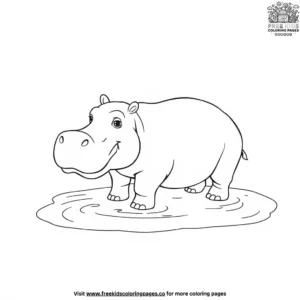 Hippo in a puddle coloring pages