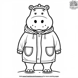 Hippo in a Raincoat Coloring Pages