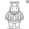 Hippo in a Sweater Coloring Pages