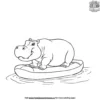 Hippo on a Raft Coloring Pages