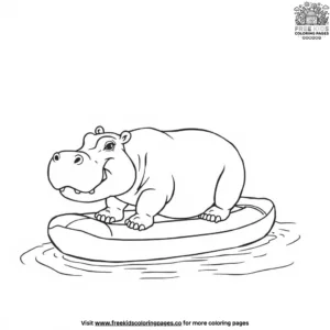 Hippo on a Raft Coloring Pages