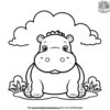 Hippo with Cloud Coloring Pages