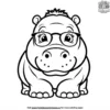 Hippo with Glasses Coloring Pages