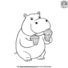 Hippo with a Cupcake Coloring Pages